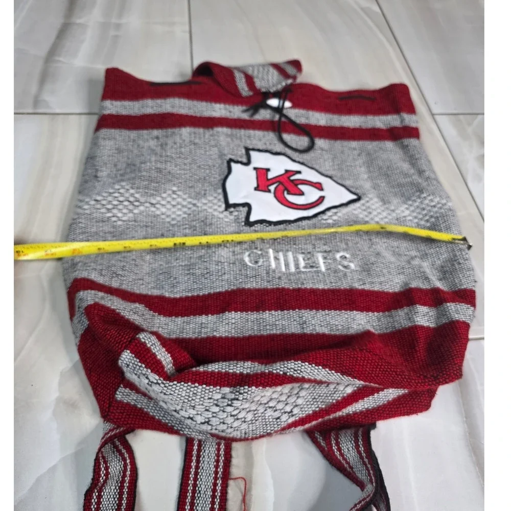 Kansas City Chiefs Woven Baja Backpack Red‎ Grey Striped Drawstring Bag S4